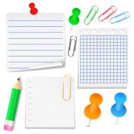 Paper Notes with Push Pins and Clips