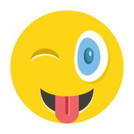 Happy winking emoticon with protruding tongue