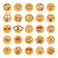 Set of hand drawn emoticons doodle characters N2
