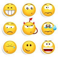 Set of nine smileys
