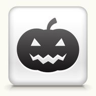 Square Button with Halloween Pumpking Face