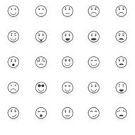 Circle face icons with reflect on white background