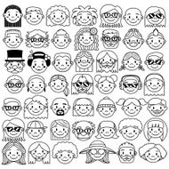 Set Of Different Cute Faces Isolated