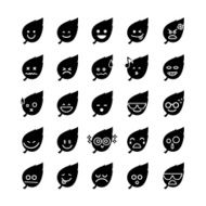 Collection of difference emoticon icon leaf on the white