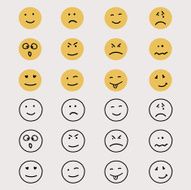Set of hand drawn emoticons or smileys