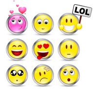 Set of nine smileys N5