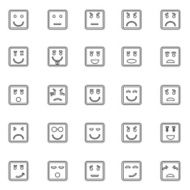 Square face line icons on white background