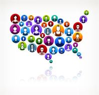 USA Map People Faces Community and Communication Pattern