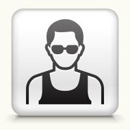 Square Button with man Face interface icon