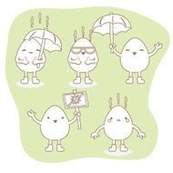 Egg cartoon outline character (vector set)