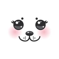 Kawaii funny albino animal white muzzle with pink cheeks