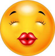 Cartoon smiley with sexy red lips