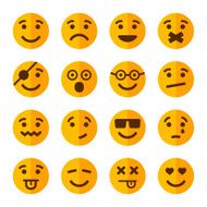 Flat Style Smile Emotion Icons Set Vector