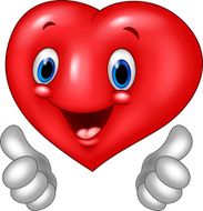 Cartoon heart love giving thumb up isolated on white background N2