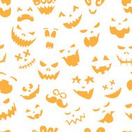 Seamless pattern Of Vintage Happy Halloween flat emotocons N2