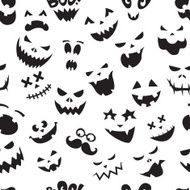 Seamless pattern Of Vintage Happy Halloween flat emotocons N4