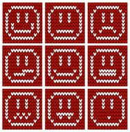9 unusual isolated knitted emoticons