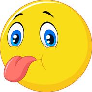 Cartoon emoticon with silly face N2