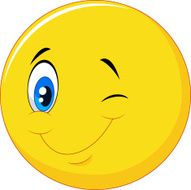 Happy emoticon cartoon with eye blinking on isolated background