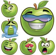 Green Apple Cartoon Set B