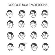 Vector cute doodle boy heads set Emoticons collection N2