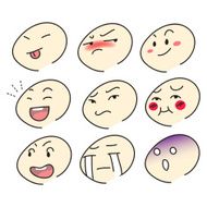 Set of Emotion Catoon Face Icons different emotions N2