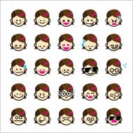 Collection of difference emoticon icon girl cartoon