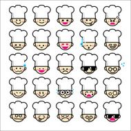 Collection of difference emoticon icon chef cartoon