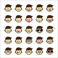 Collection of difference emoticon icon boy cartoon