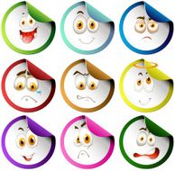 Colorful border emoticon stickers