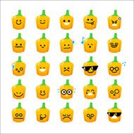 Collection of difference emoticon icon Bell pepper cartoon on