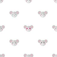 Vector flat cartoon mouse heads with different emotions seamless pattern