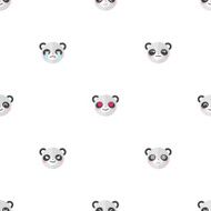Vector flat cartoon panda heads with different emotions seamless pattern