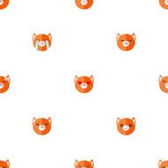 Vector flat cartoon fox heads with different emotions seamless pattern