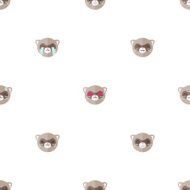 Vector flat cartoon ferret heads with different emotions seamless pattern