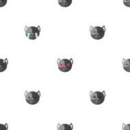 Vector flat cartoon dog heads with different emotions seamless pattern