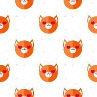 Vector flat cartoon fox in love seamless pattern Animal background