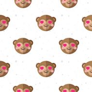 Vector flat cartoon monkey in love seamless pattern Chimps background