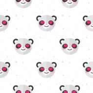 Vector flat cartoon panda in love seamless pattern Animal background