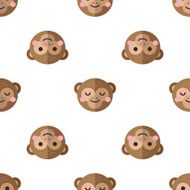 Vector flat cartoon monkey seamless pattern Chimps background