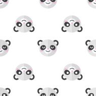 Vector flat cartoon panda heads seamless pattern Animal background