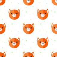 Vector flat cartoon fox heads seamless pattern Animal background N2