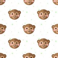 Vector flat cartoon monkey seamless pattern Chimps background N2