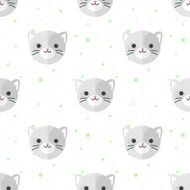Vector flat cartoon cat heads seamless pattern Animal background N2