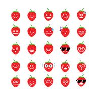 Collection of difference emoticon icon strawberry on the whit