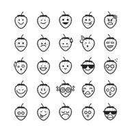 Collection of difference emoticon icon strawberry on the