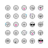 Collection of difference emoticon icon gear on the white