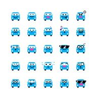 Collection of difference emoticon icon car on the white