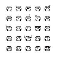 Collection of difference emoticon icon car on the white N2