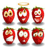 Set of strawberries emoticon